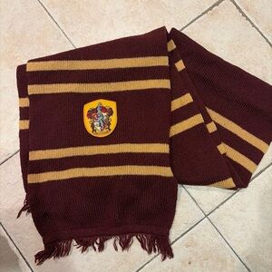 Harry Potter Gryffindor Maroon and Gold Striped Scarf with Crest